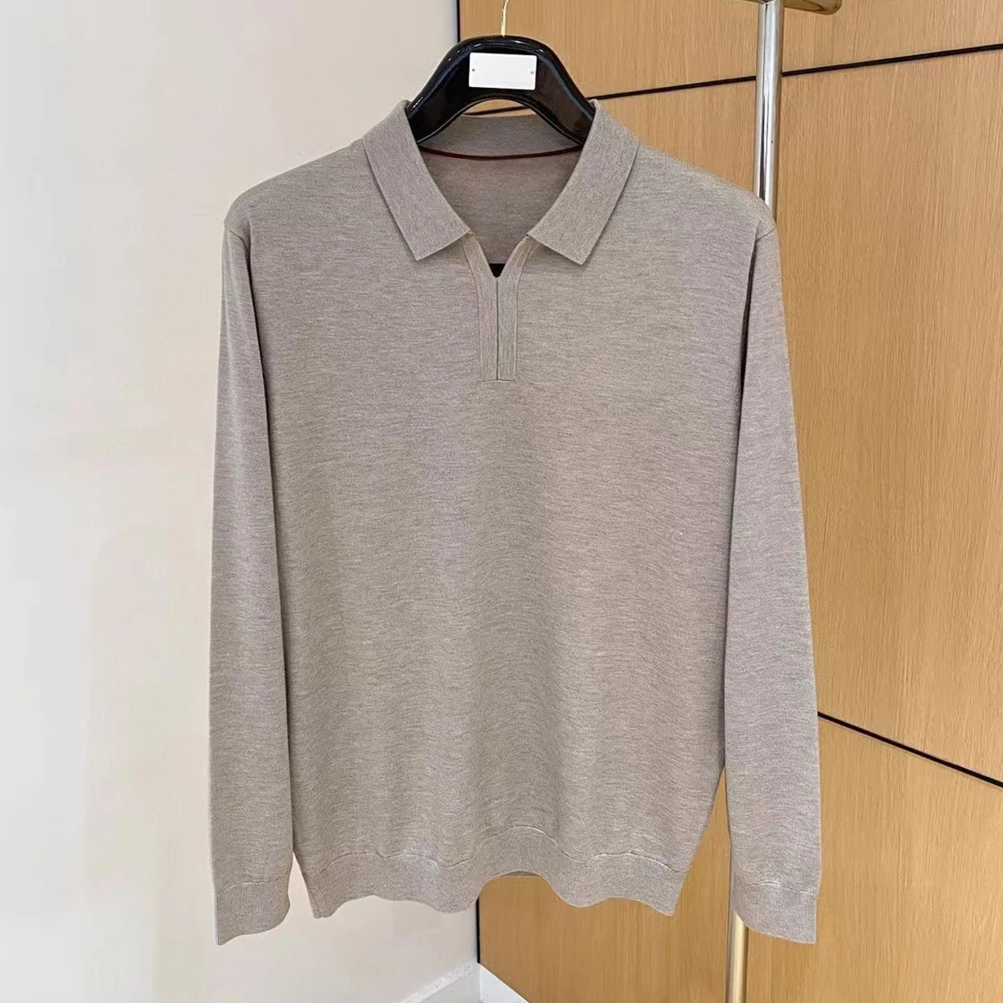 

LP 25aw Повседневная мужская трикотажная рубашка-поло с длинными рукавами и вышивкой букв