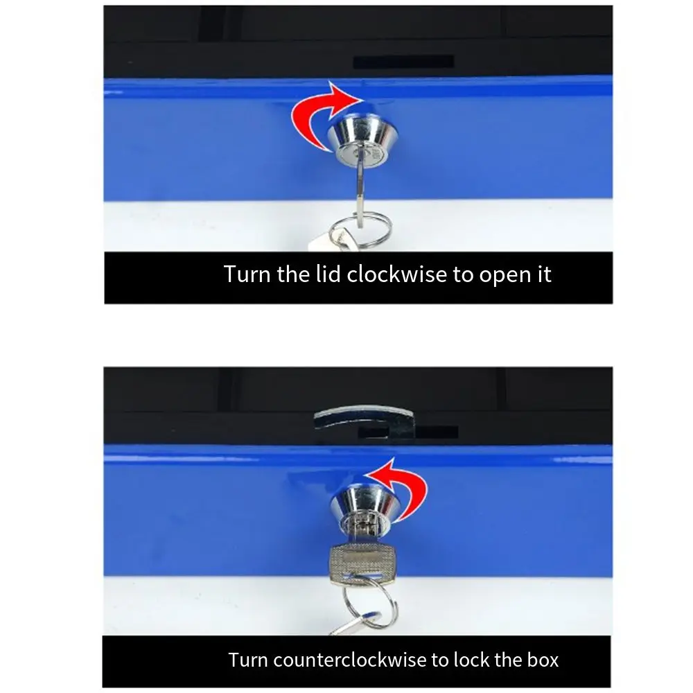 Small/Large Locking Cash Box Safe with Combination Lock Metal Money Box with Tray Cover Double Layer Lock Storage Box Office