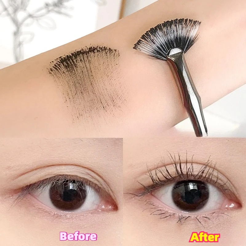 Flat Head Soft Bristled Cosmetics Brushes Folding Fan Mascara Brush Lower Eyelash Makeup Tools Professional Beauty Accessories