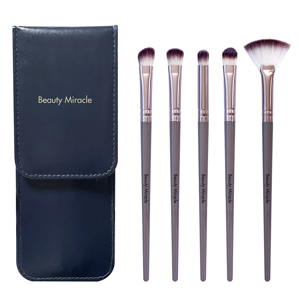 Conjunto de pincéis de maquiagem profissional, 5 peças, base, corretivos, sombras, pó, blush, mistura, ferramentas de beleza com bolsa