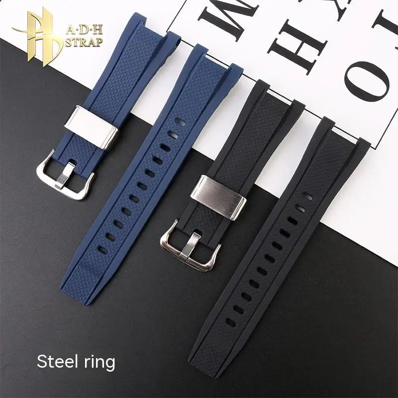 Notched Silicone Watch Strap For Casio GST-210/W120L/S130L/S310 GST-B100 Special Watch Band Female Connector for Men's Belt 26mm