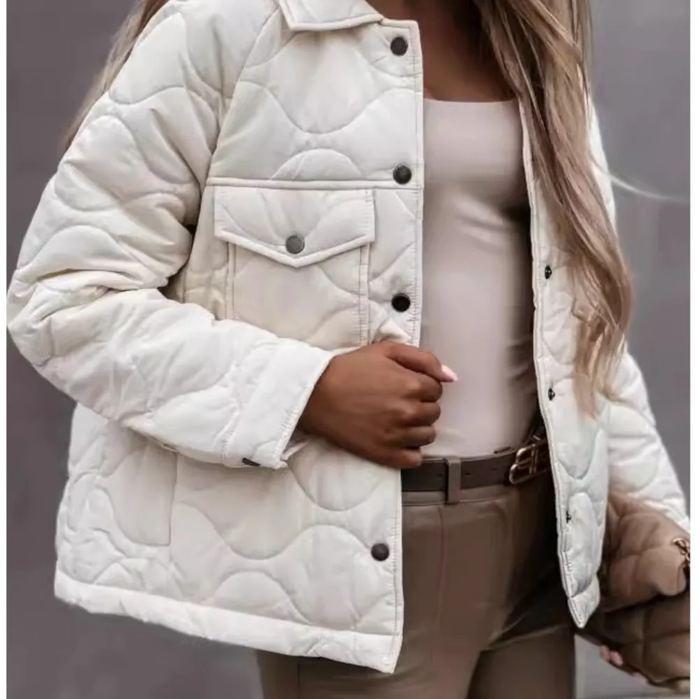 2024 Winter Jacket Woman Cotton Solid Color Pocket Outerwears Women's Jacket Feminino Winter Short Coat Bomber Fall Clothes
