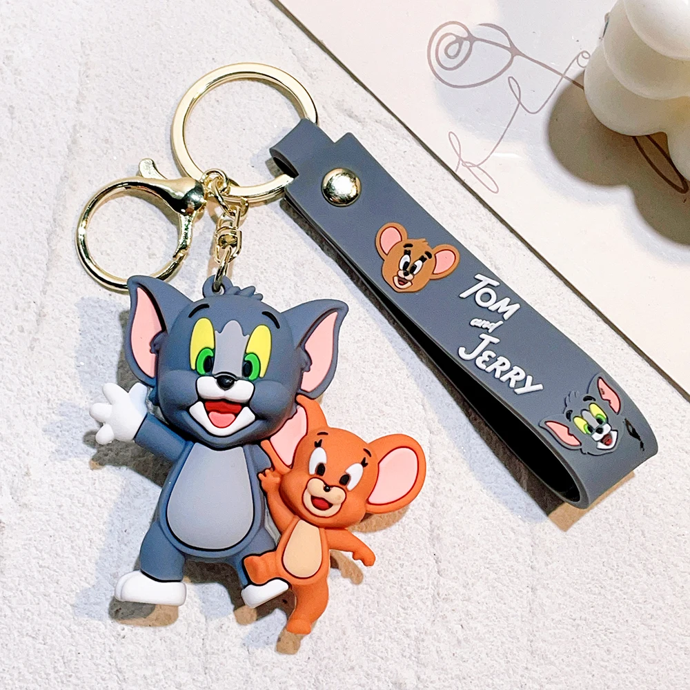 Tom e Jerry Anime Cartoon Ornament Portachiavi Portachiavi per auto Ciondolo Simpatico gatto Topolino Bambola Halloween Collezionismo Giocattoli regalo per bambini