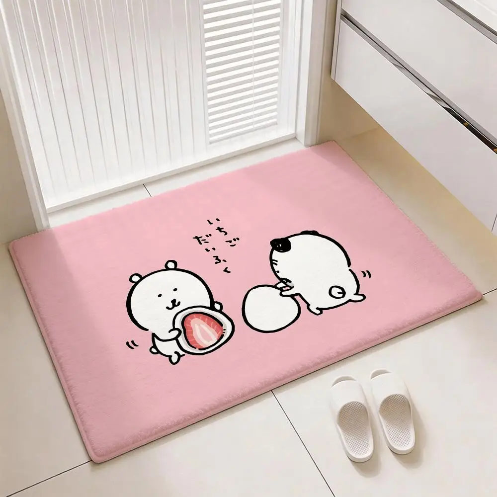 Cute Bear Character N-Nagano Bears Floor Mat Soft Thickened Flannel Door Mat Non-Slip Living Room Rug Home Decor