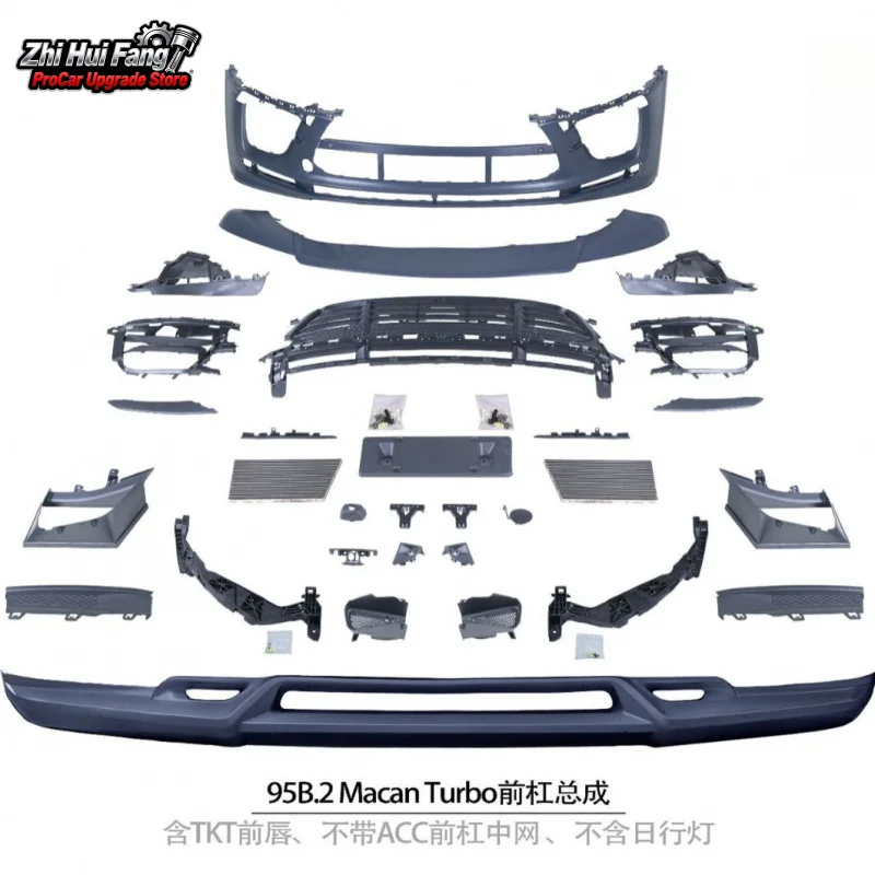 

Suitable for 18-21 Macan 95B.2 Upgrade Turbo Bumper + TKT Front Lip Assembly Excluding Daytime Running Lights
