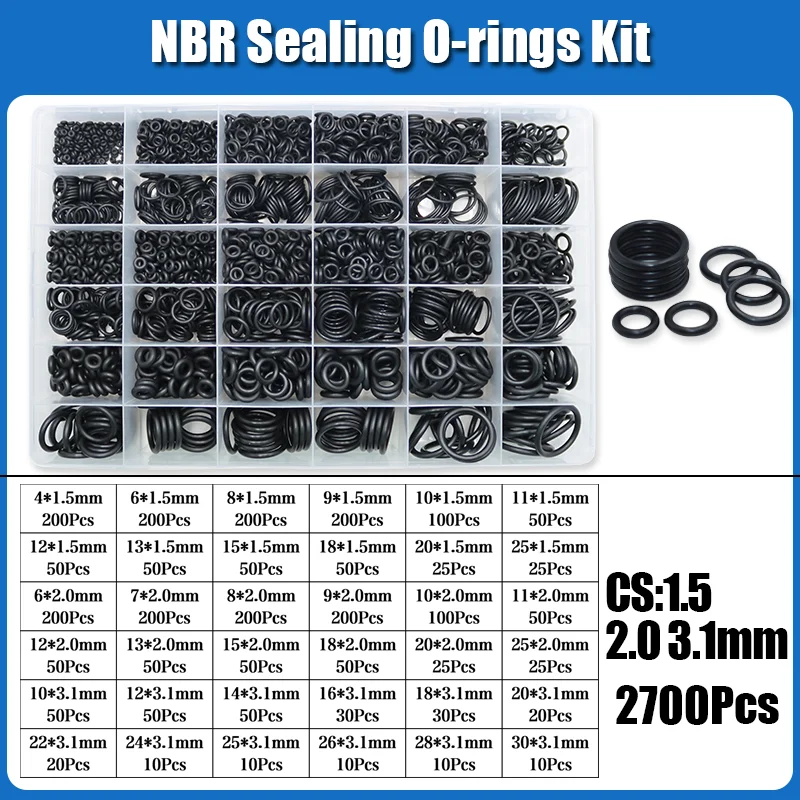 O-Ring NBR Dichtungsscheibe Sanitär Dichtung Dicke 1/1,5/2,0/2,4/3,1/4,0 Nitril-Butadien-Gummi Abstandshalter Ölbeständigkeit Oring Kit – Detail 8