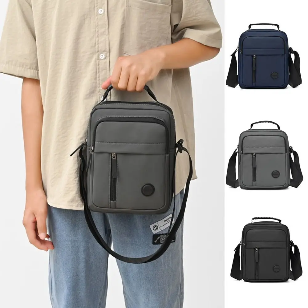 Multi-Compartment Men's Crossbody Bag Compact Design Solid Color Business Shoulder Bag Adjustable Strap Travel Bag Daily Use