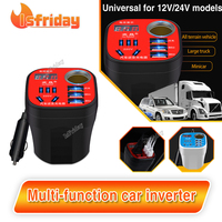 Car Power Inverter 24V 12v 220v 120W Led Display 3 automotiva QC3.0 12 USB v inversor 220 fonte Lighter v Ports Cigarette + U9U0