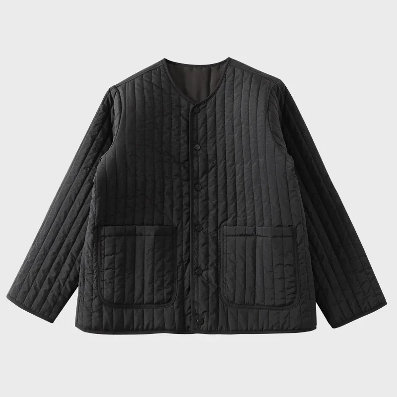 YEAE-Manteau Japonais en Coton à Rayures Verticales pour Homme et Femme, Vêtement Double Face Sans Col, Automne et Hiver