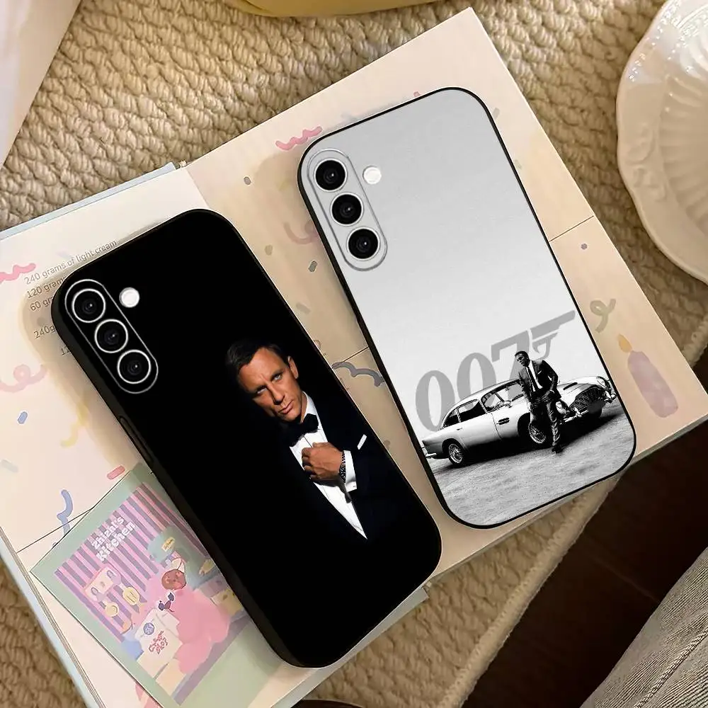 007 J-James Bond-funda de teléfono para Samsung Galaxy A73,A72,A71,A70,A53,A52,A51, otros, funda negra suave