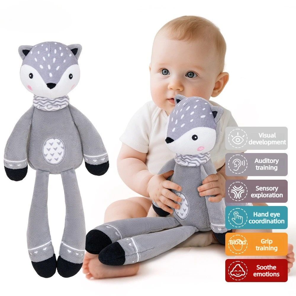 

1Pc Nordic Style Fox Plush Doll, soft sleeping companion toy, soothing stuffed animal for babies aged 0-2 years old