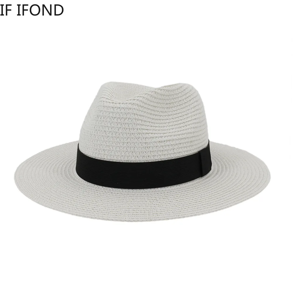 Sombreros panamá de ala ancha para hombre y mujer, sombrero de Jazz de playa, enfriamiento, sol, paja, gran tamaño, 60CM