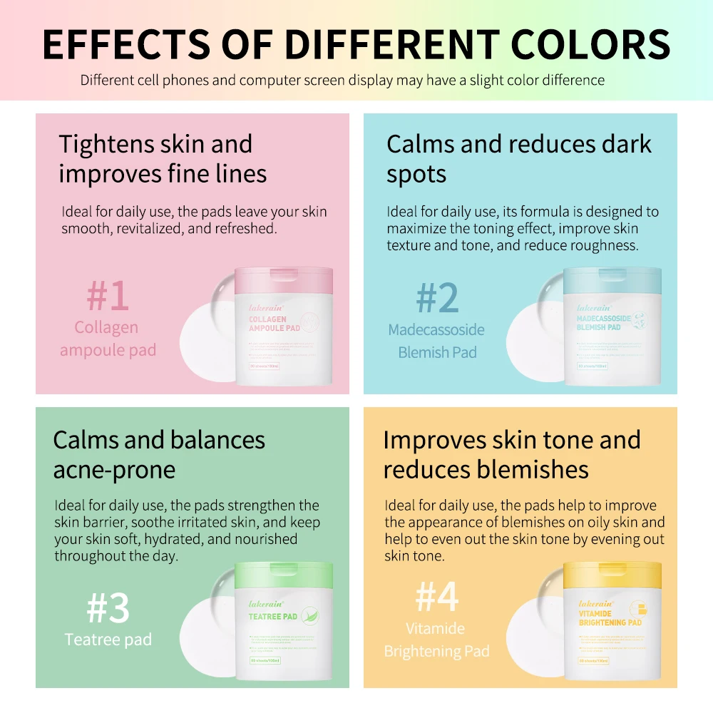 80 ورقة/ وسادات قطنية 100 مل لجميع أنواع البشرة، شد البشرة وتحسين الخطوط الدقيقة، وتوازن حب الشباب والبشرة الحساسة