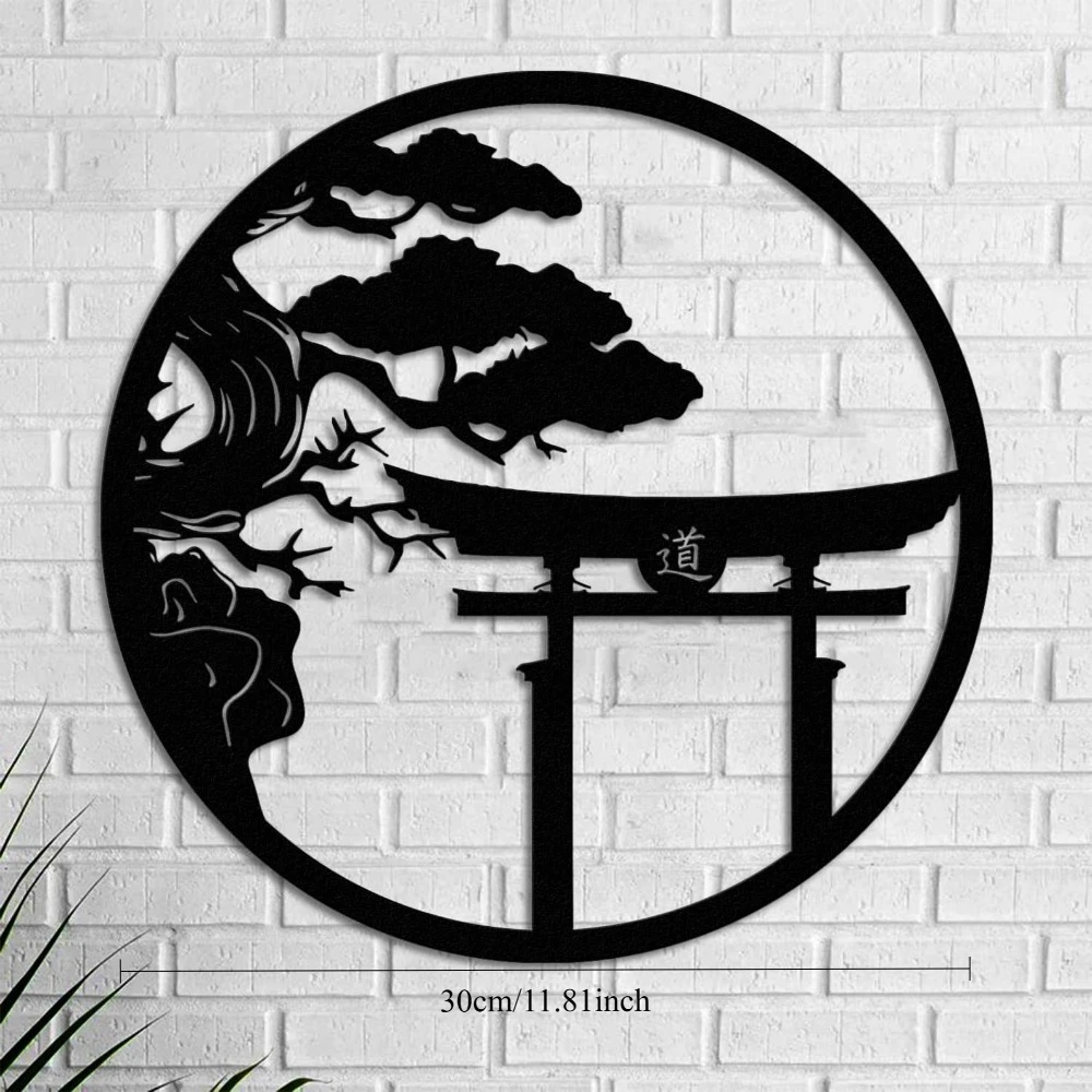 CIFBUY – sculpture murale en fer, Bonsaï, fleur de cerisier, étanche, pour décoration suspendue à la maison, cadeau japonais