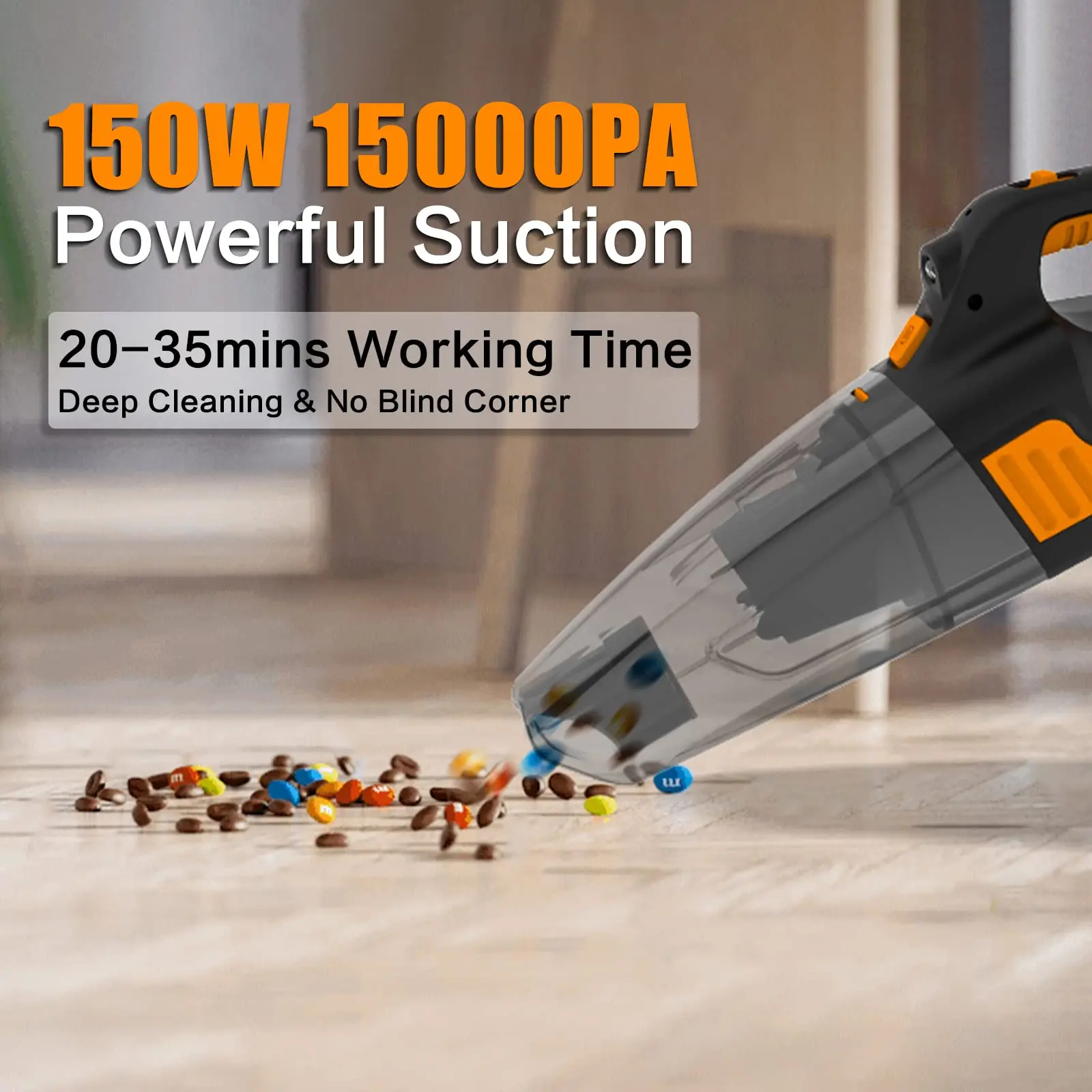 15000Pa Cordless Handheld Vacuum Cleaner 2500mAh High Capacity Battery Long Runtime Dual Motor Car Vacuum OEM ODM Factory