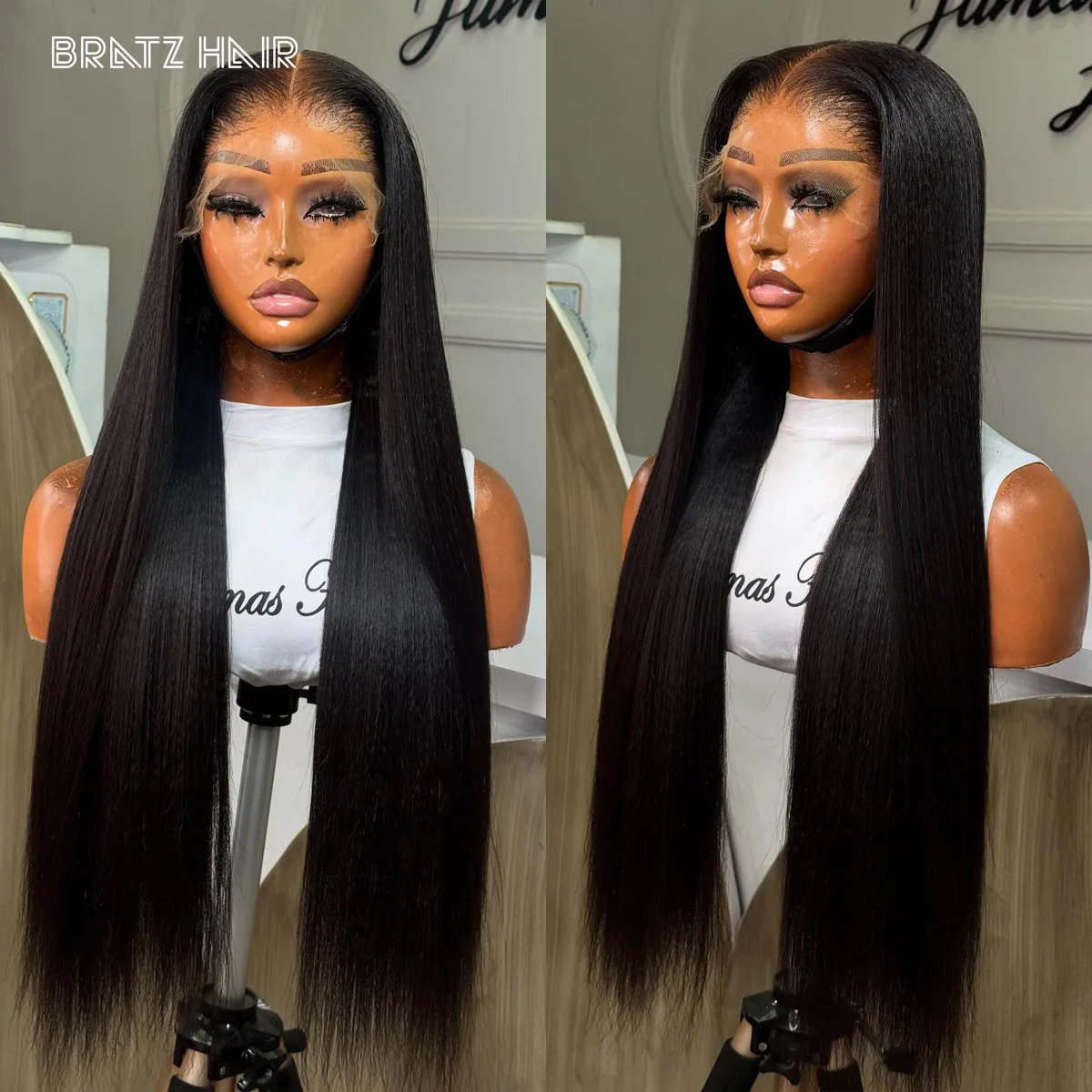 

13x4 13x6 HD Прозрачный кружевной натуральный черный фронтальный парик 360, прямой бесклеевой парик из человеческих волос, предварительно выщипанный, не спутывается для женщин