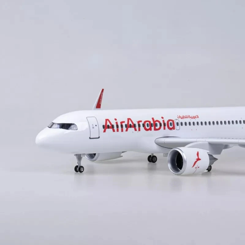 1/80 Scale Airplanes 47cm A320 Arabia Airways Plastic Model Aircraft Diecast With Stand Voice Control Aviation Fun Decoration