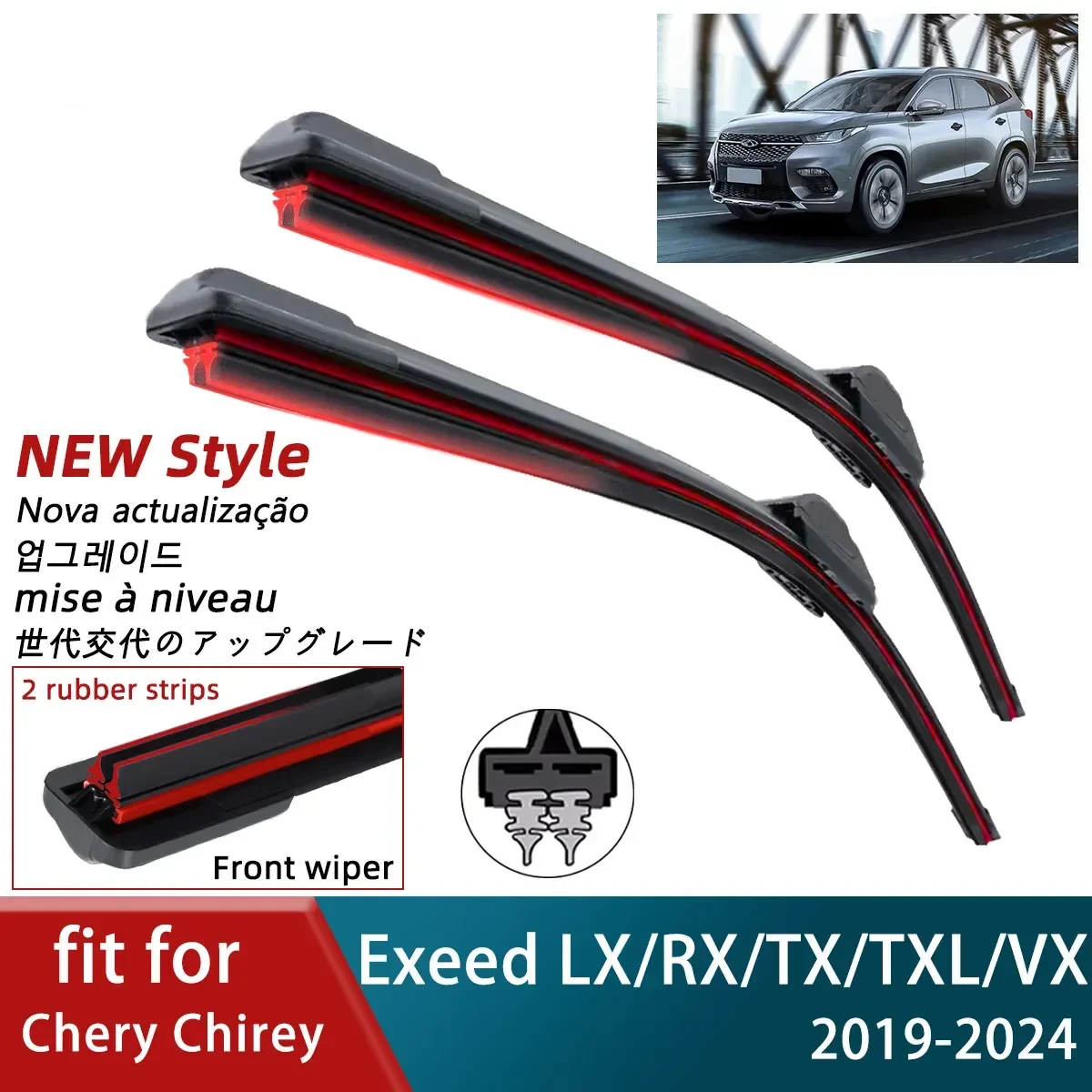 

Double Rubber Car Wiper for Chery Chirey Exeed LX RX TX TXL VX Front Wipers Blades Brushes Cutter Accessories Windscreen Wipers