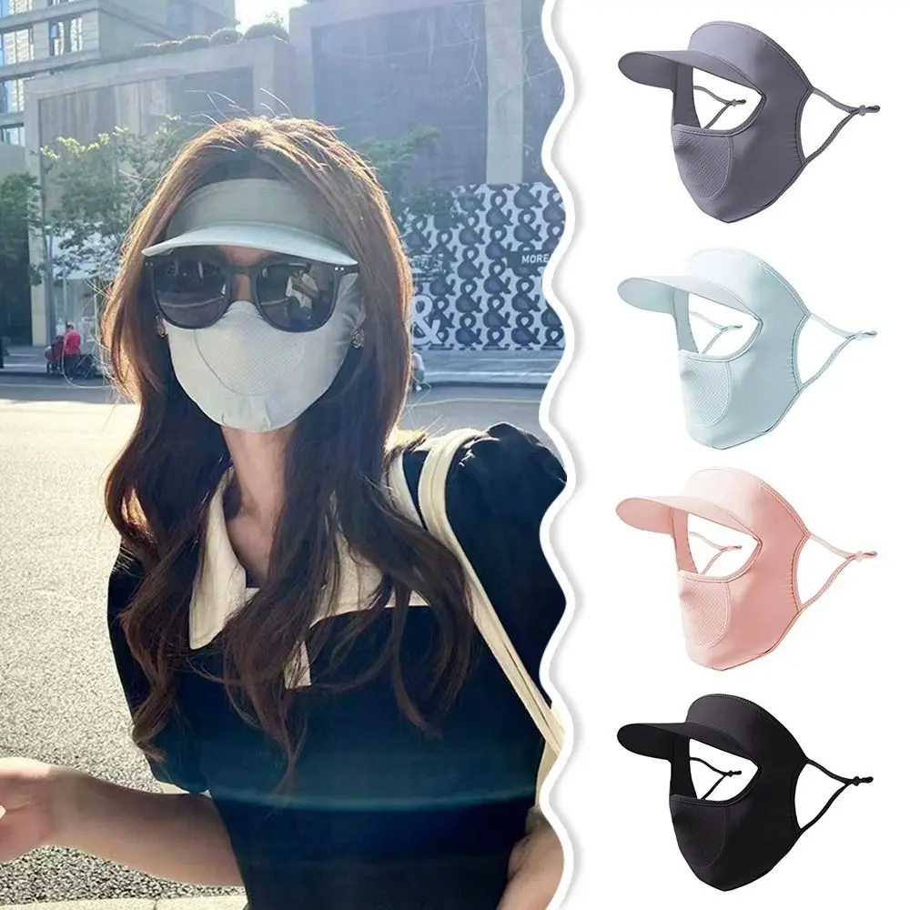 

Fashion Ice Silk Sun Protection Mask Full Face 3D Anti-UV Neck Scarf Dustproof Breathable Sunshade Face Mask Outdoor