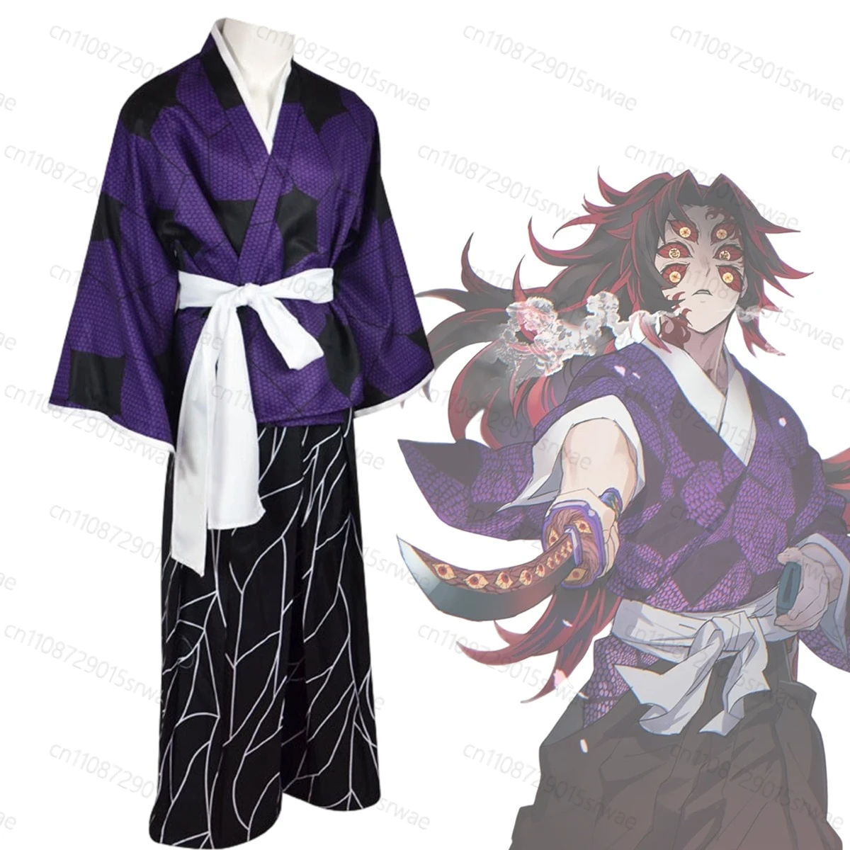 

Adult Anime Demon Killer Cosplay Costumes Kokushibo Cosplay Japanese Kimono Wig Anime Cosplay Purple Kimono