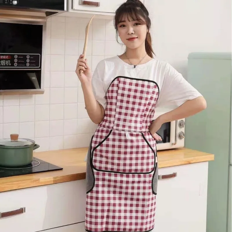 No Tie Automatic Apron Oil Resistant Modern Design Wholesale Kitchen Workwear Hand Wiping Function Home Use Automatic Convenient