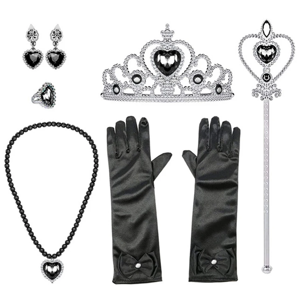 Kids Girls Halloween Accessories Prop Wednesday Wig Hand Mask Necklaces Headbands Gloves Cosplay Party Dress Up