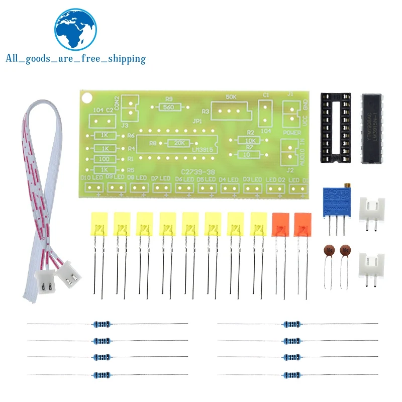 TZT Funny 10 Audio Level Indicator LM3915 DIY Kit Electronic Audio Indicator Suite