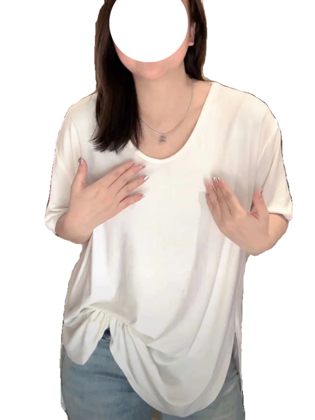 2025Plus Größe Neue Feste T-shirt Sommer Kurzarm Rundhals Casual Top Reine Baumwolle frauen Mode Koreanische Kleidung Z567