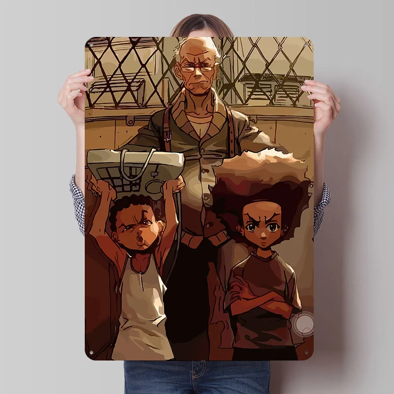 The Boondocks: Huey Riley Grandad Tinplate Poster Customized Wall Art Vintage Metal Signs Retro Tin Plaque for Home Decor Items