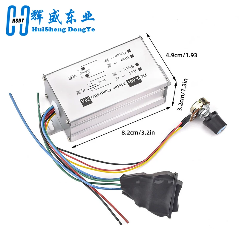 PWM DC motor stepless speed controller 12V 24V 60V MAX 20A Pulse WidthModulator motor Speed regulating switch