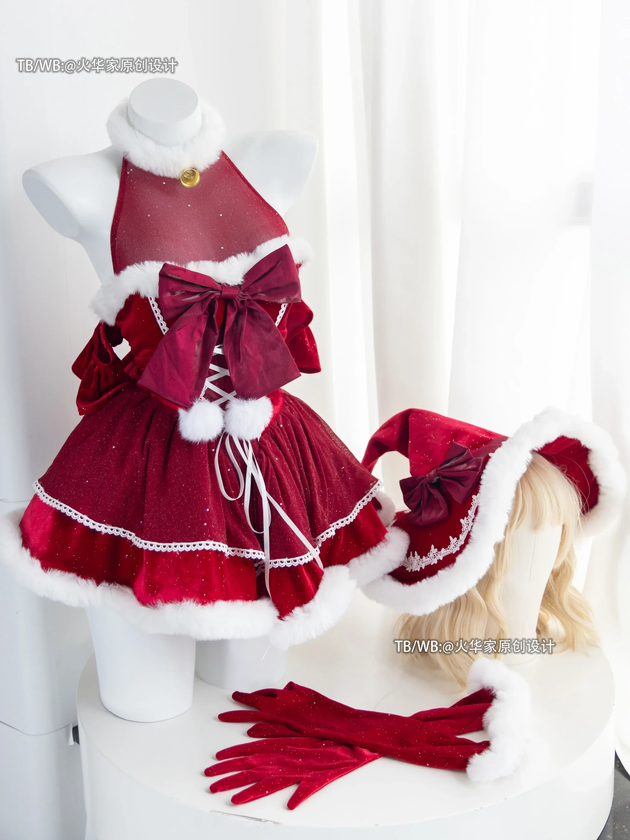 

Lovely Red Maid Lolita Dress Kawaii Halloween Outfits Apron Maid Kawaii Christmas Dress Santa Claus Cosplay Costume Women