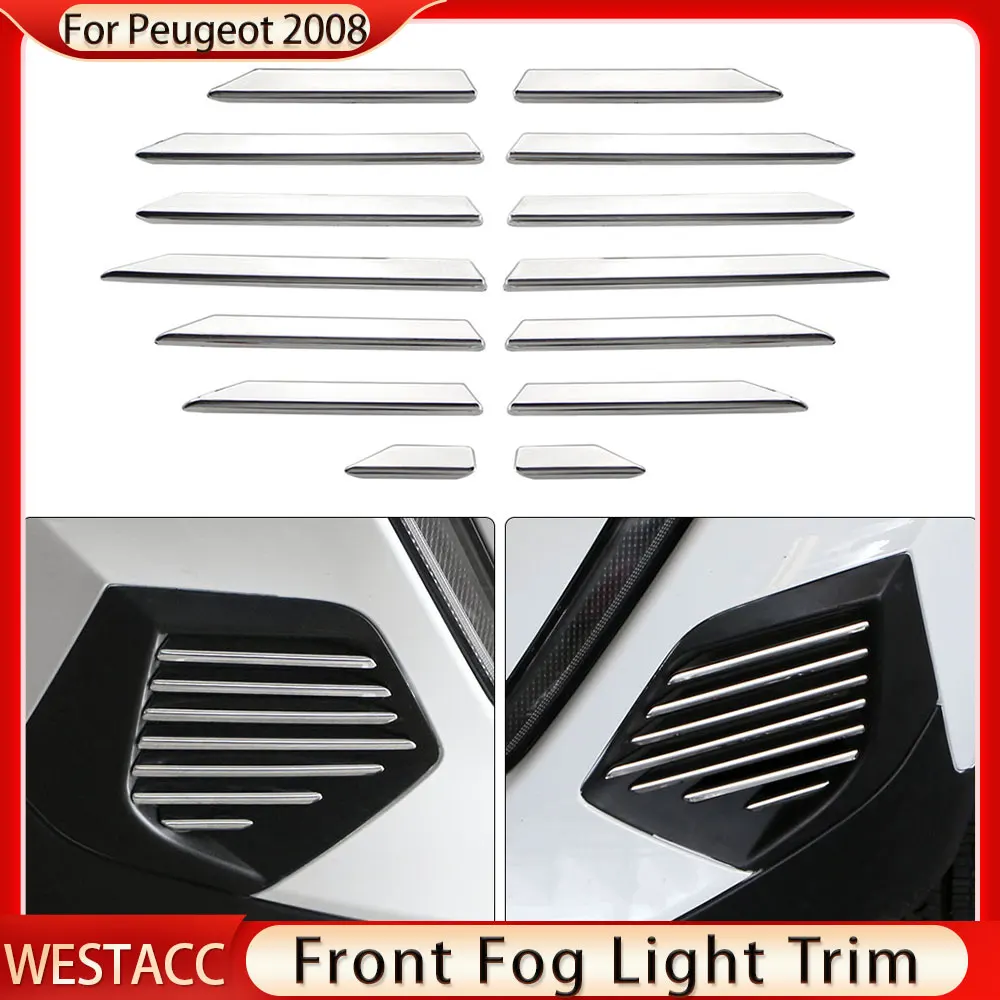 

For Peugeot 2008 2019 2020 2021 2022 2023 E2008 2020 2021 2022 Fog Light Lamp Decoration Sticker Cover Trim Exterior Accessories