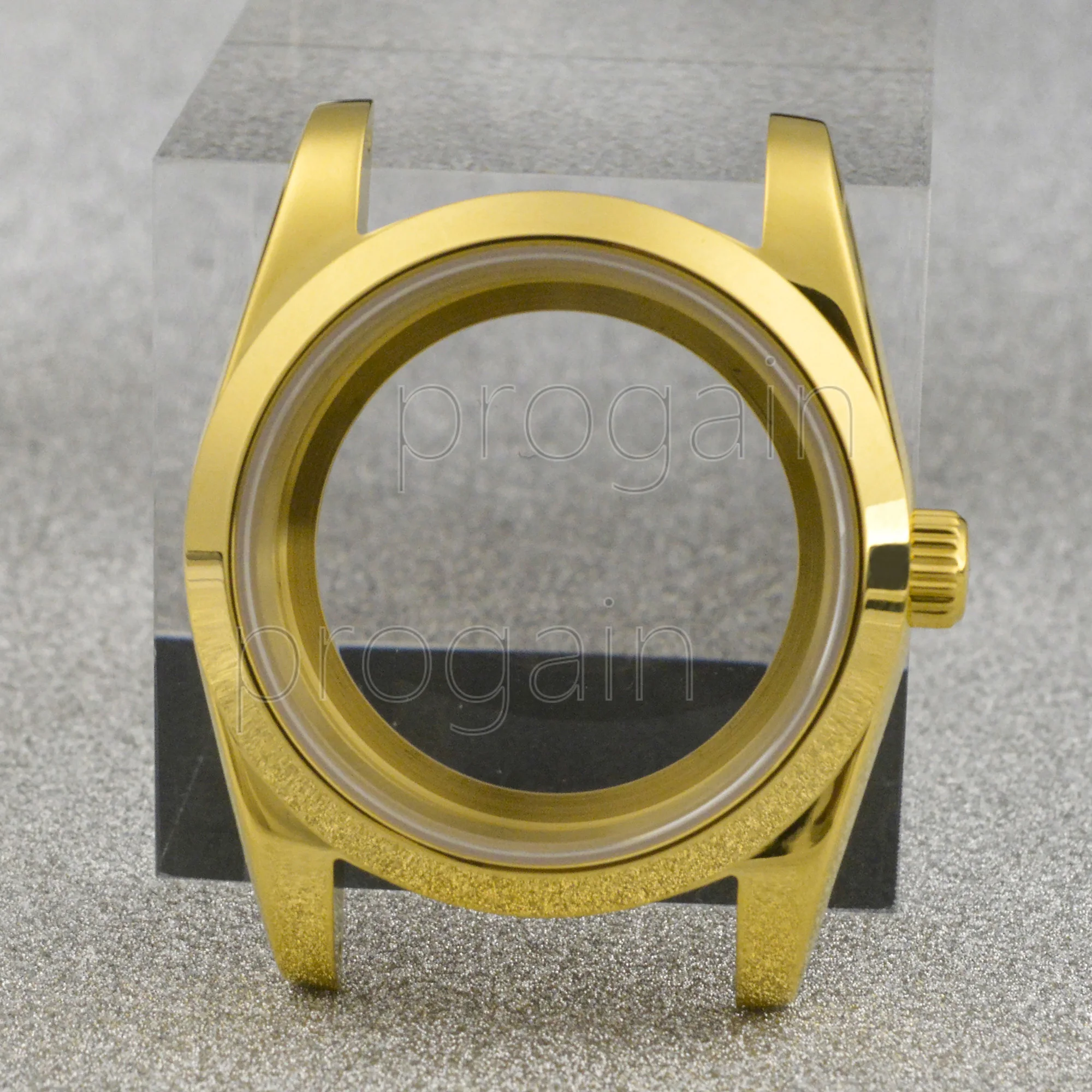 for Datejust NH35 Case Gold Watchcase Magnifying Glass Stainless Steel Watchproof Water Parts for NH36 Movement 28.5MM Dial