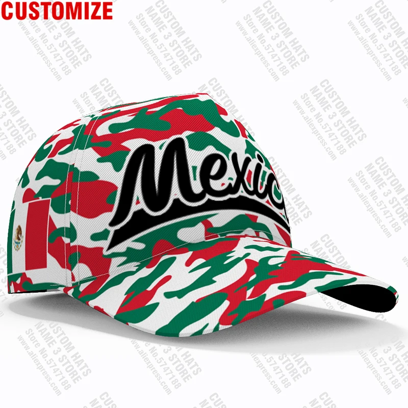 The United States Of Mexico Male Youth Free Custom Name Number Mex Hat Nation Flag Mx Spanish Mexican Print Photo Baseball Cap