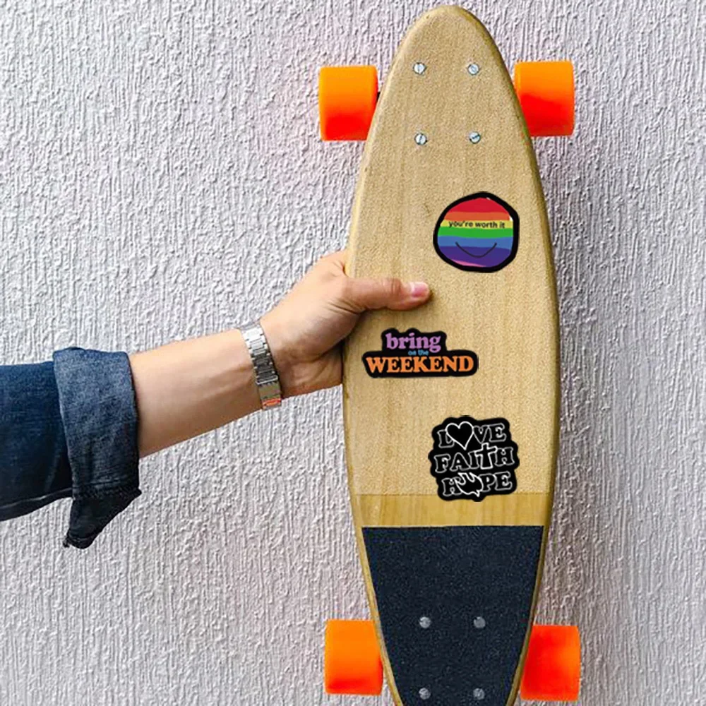 50 قطعة نص ملهم ملصقات إيجابية DIY بها بنفسك مذكرات الهاتف المحمول الأمتعة سكيت الكتابة على الجدران الشارات متعة للطفل اللعب هدية