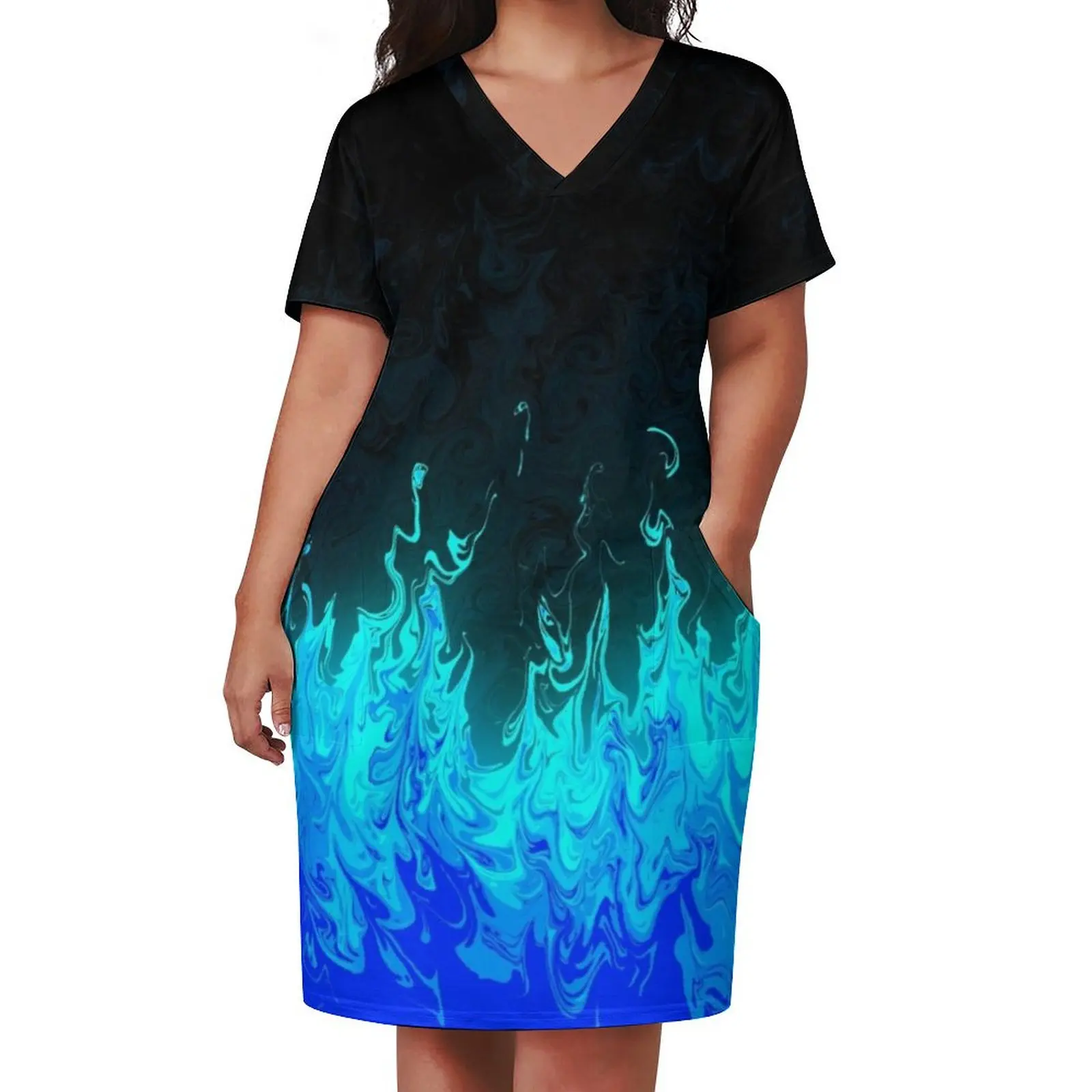 Hades flame-vestido holgado con bolsillos para mujer, falda de verano