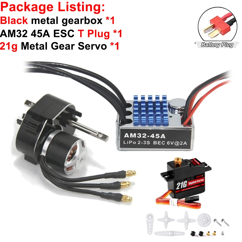 Volledig Metalen Versnellingsbak 2322 2600KV Borstelloze Motor AM32 45A ESC 21g Servo/2CH Ontvanger voor RC Auto Crawler MN82 MN78 MN168 MN99 MN98