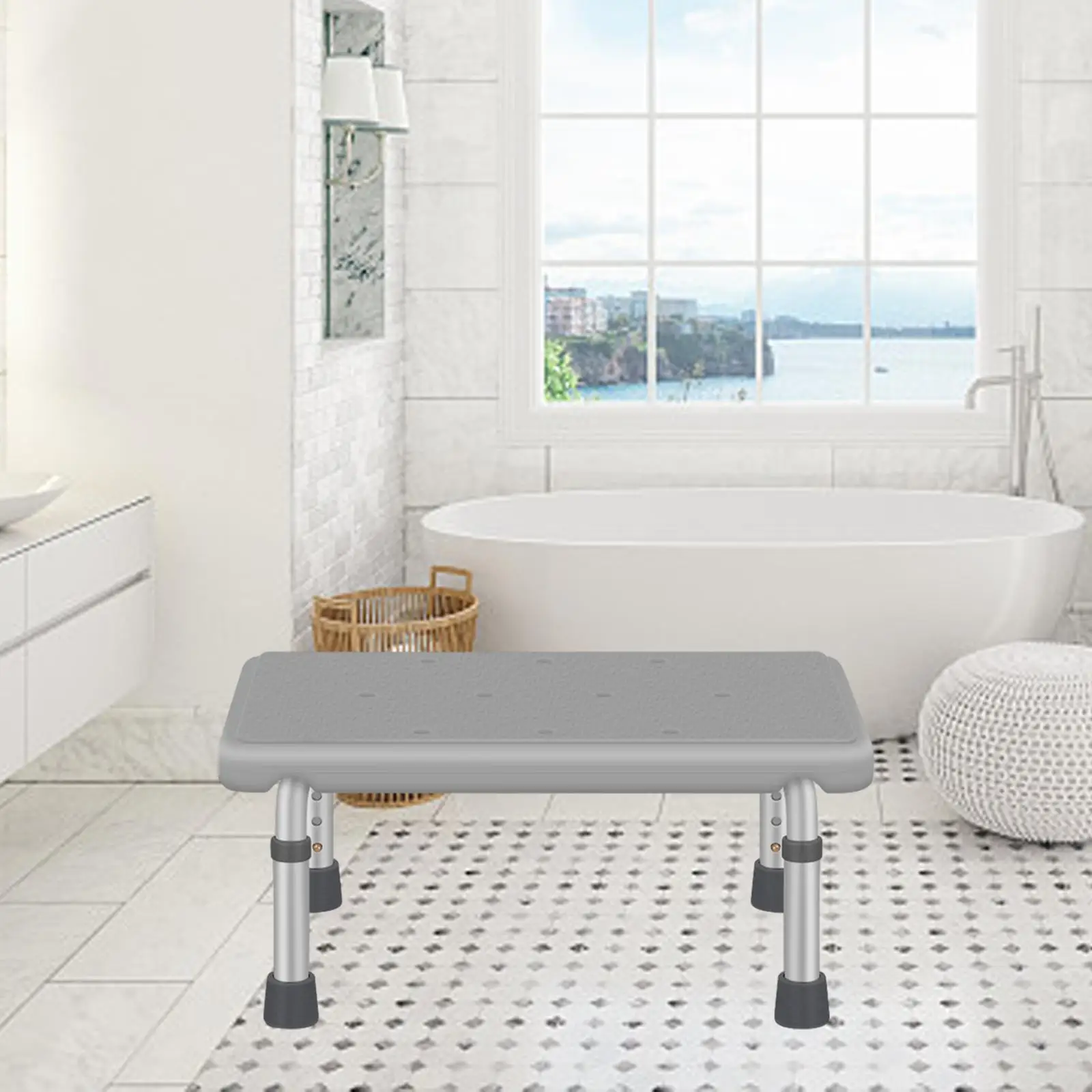 Shower Bench Alloy Frame Easy Installation Bath Chair Bathtub Stool Toliet Stool