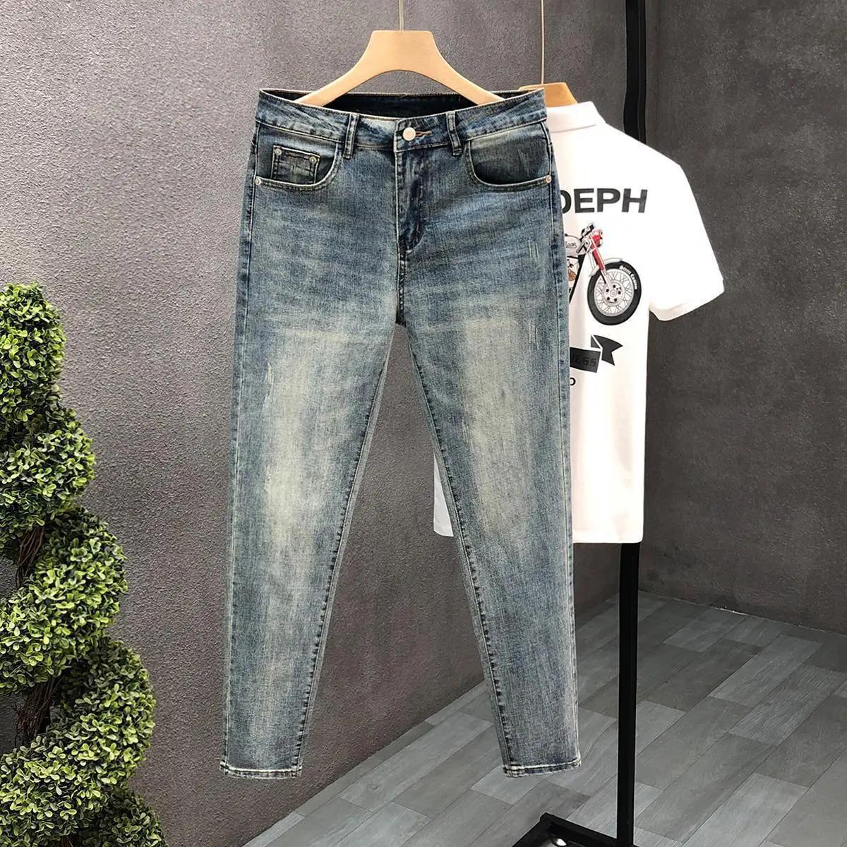 

New 2024 Stylish Boyfriend Vintage Washed Men's Casual Jeans Slim Fit Pencil Pants Denim Trousers for Spring Autumn Cowboy Jeans