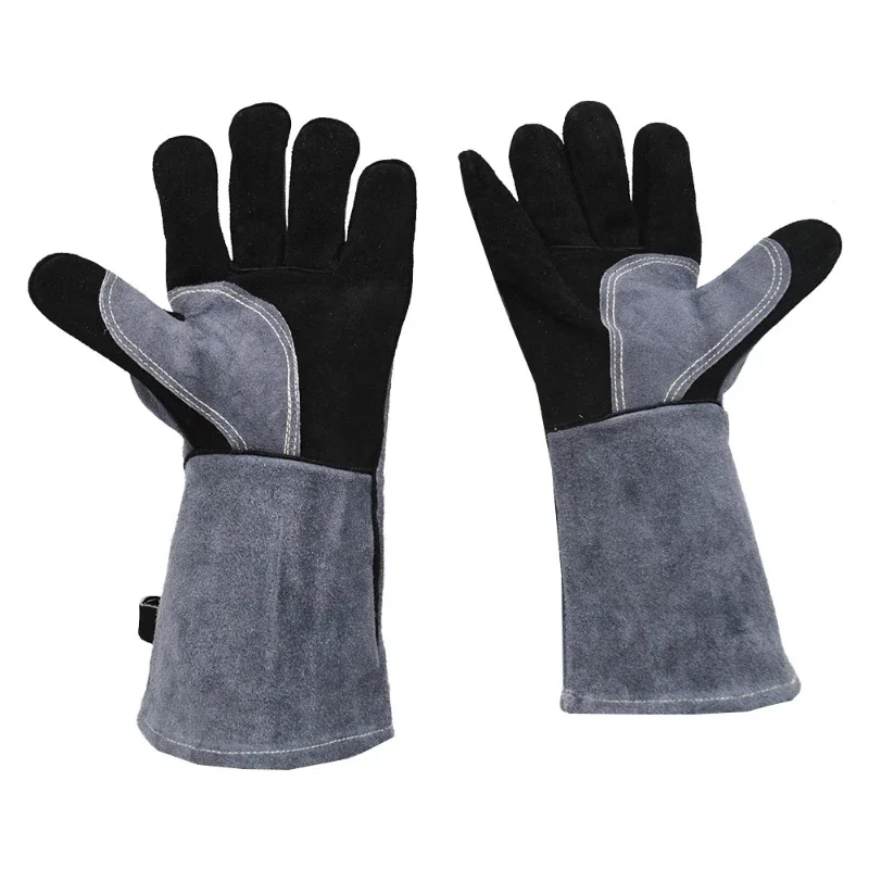 

Long cowhide welded gloves Heat-resistant leather gloves Durable split leather gloves for industrial work and protection