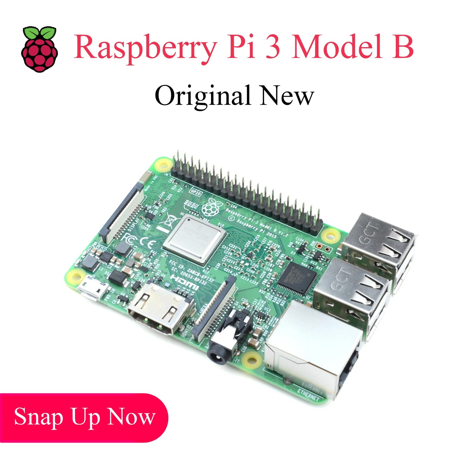 

Original Raspberry Pi 3 Model B 3B+ Development Board New Chip 4 Core CPU 1.4Ghz RAM 1Ghz 2.4G&5G WiFi Bluetooth 4.2