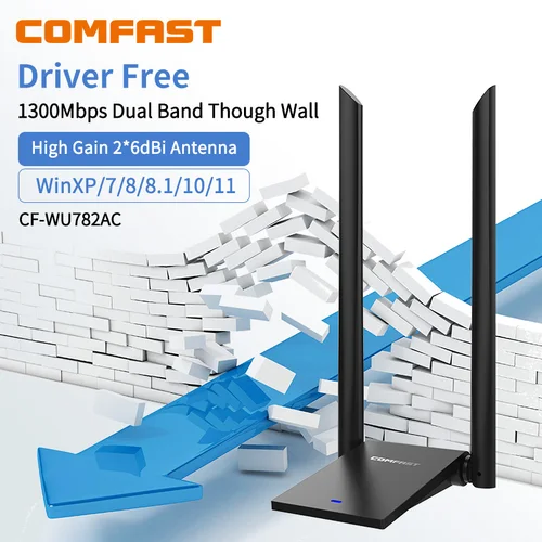 Tarjeta de red COMFAST 1300M MT7612U/RTL8814AU, receptor WiFi USB de 5,8 GHz, antena adaptadora inalámbrica de escritorio Linux de doble banda