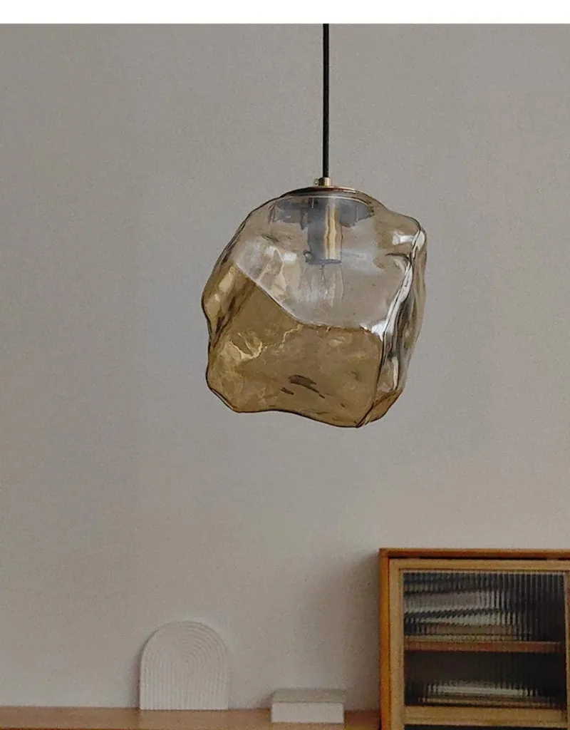 Ice Crystal Pendant Lamp Nordic Minimalism Bedside Restaurant Mirror Front Atmosphere Droplight Glass Stone Ceiling Chandelier