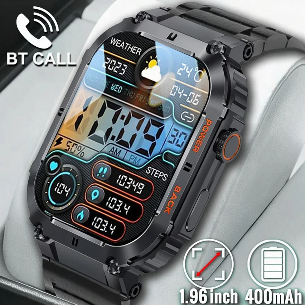 

GEJIAN новые мужские часы с Bluetooth 5.0, 1,96-дюймовый IPS квадратный экран, полноэкранный полный день, определение сердечного ритма, спортивные часы