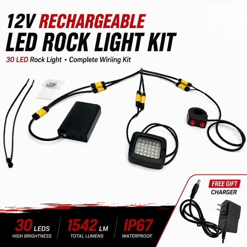12V Rechargeable Battery Powered 30‑LED Light Set All‑Metal Baja‑Style Strobe LED Lamp With XT60 Connector
