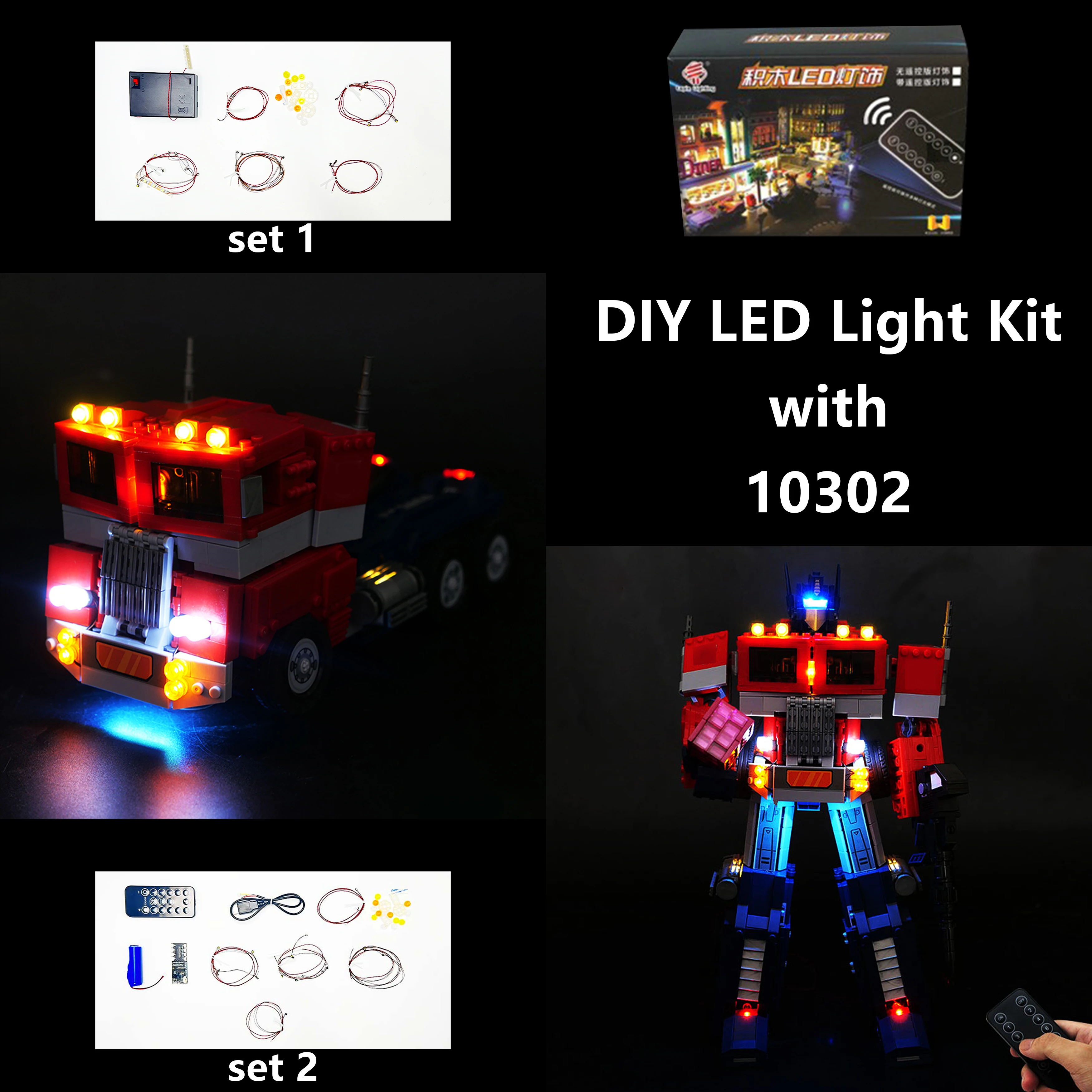 

DIY Building Block LED Light Kit Compatible with 10302 Transforming Robot Truck Model, Decorative Remote Control Lights