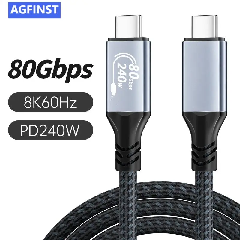 USB4 Cable 80Gbps 240W 8K60Hz Type C Fast Charging Thunder-bolt 3 USB 4.0 C to C Data Transfer Cord For laptop Macbook Phone
