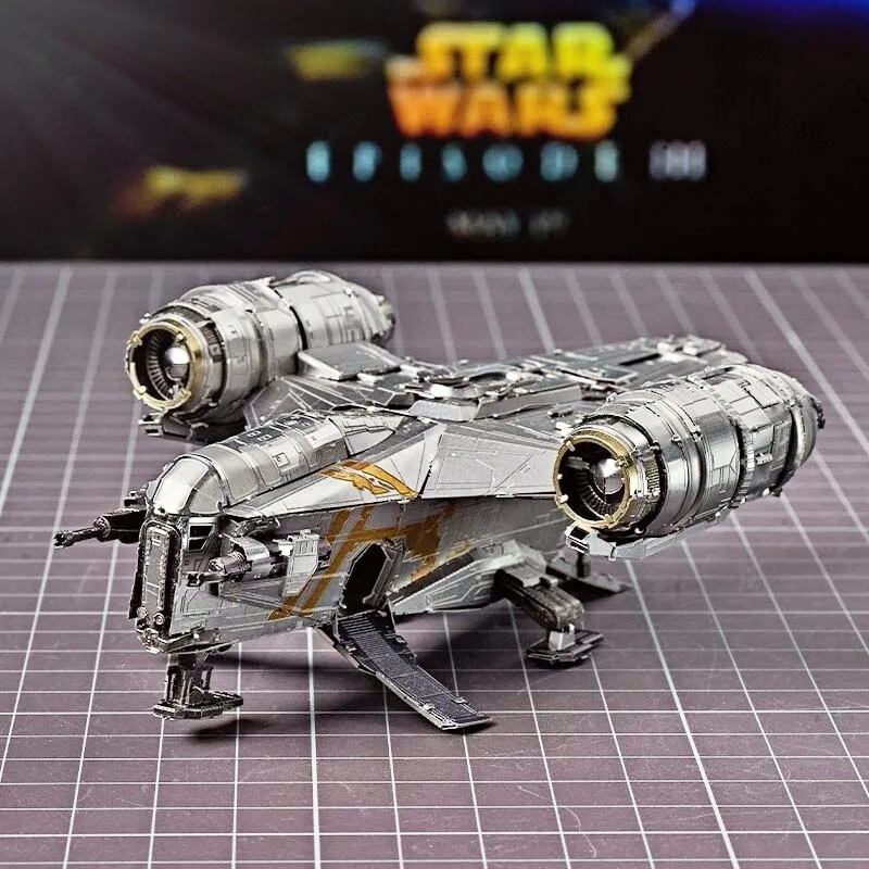 In Stock Metal Iron Art 3D Puzzle Crest Mandalorian Exclusive Vehicle DIY Assembly Model Desktop Collection Ornament Toys Gifts