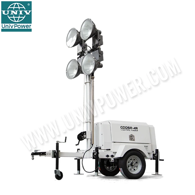 6kva generator and Lighting Tower dual use with 4*1000W lights for Maldives