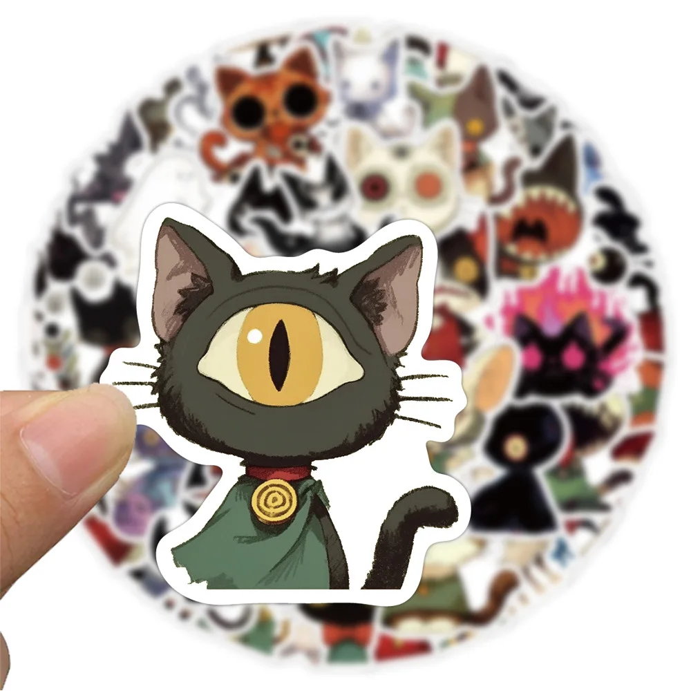 

50PCS Gothic Weird Cat Stickers Set Dark Fantasy Cat Stickers DIY Decoration Luggage Laptop Phone Guitar Car Bike Sticker